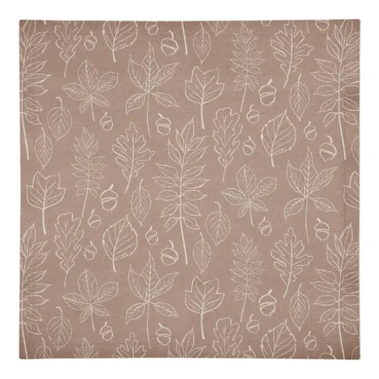 Dusty Rose Leaf Pattern Cotton Twill Napkin {1}