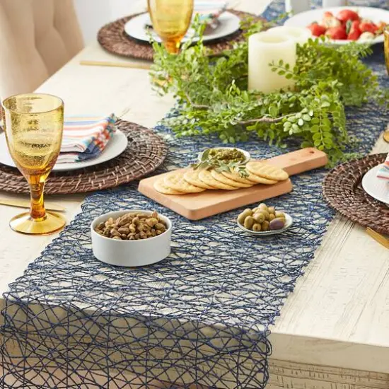 DII&reg; 72" Woven Paper Table Runner French Blue {7}