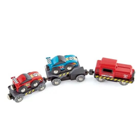 Hape Race Car Transporter Loading & Towing Playset {1}