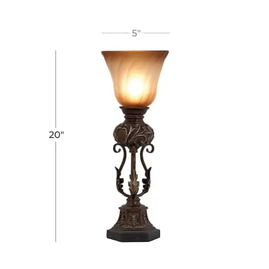 Brown Metal Mediterranean Uplight Table Lamp, 20" x 7" x 7" {8}