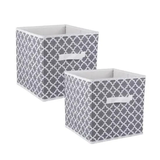 DII&reg; 11" Nonwoven Polyester Lattice Storage Cubes, 2ct. Gray {1}