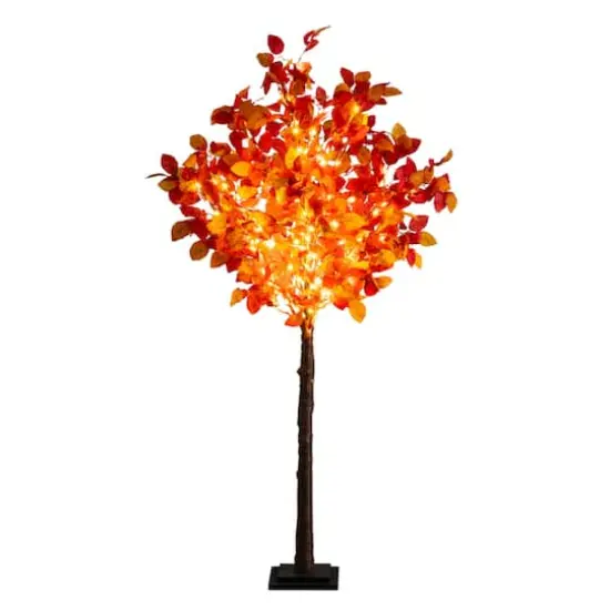 5ft. Pre-Lit Autumn Artificial Fall Tree with 200 Warm White LED Lights {4}
