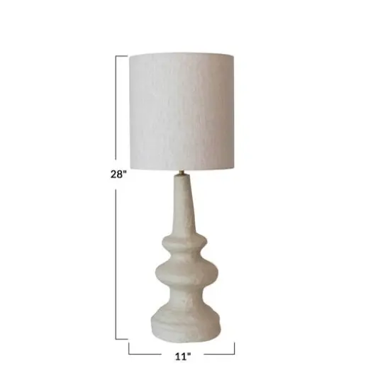 Hello Honey&reg; 28" Natural Handmade Paper Mache Table Lamp with Cotton Shade {5}