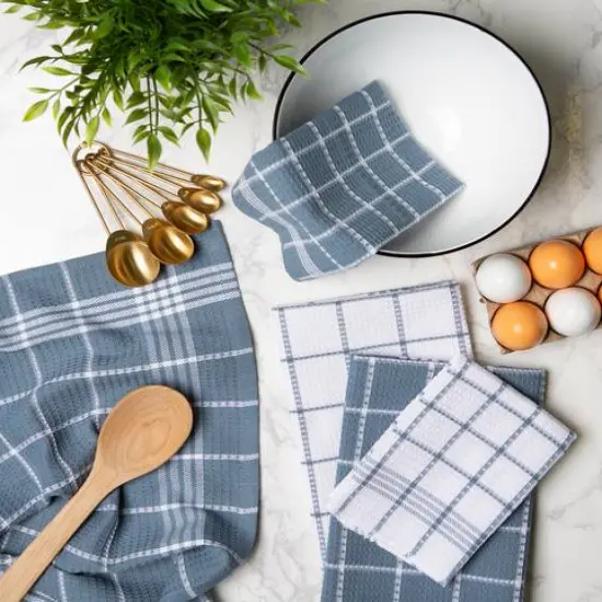 DII&reg; Waffle Weave Dishtowels, 6ct. Blue {6}