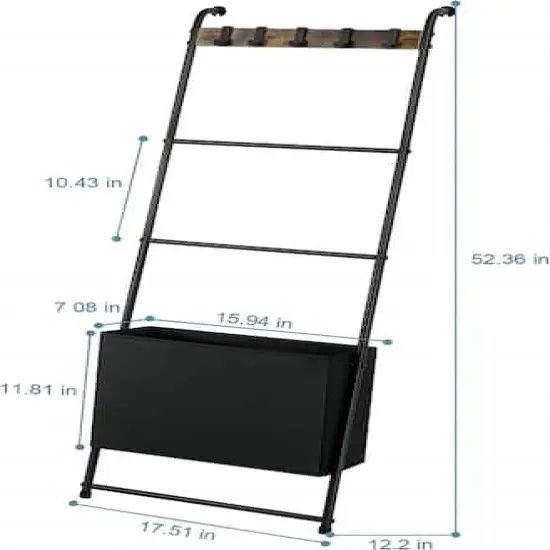 NEX&trade; 55" Decorative Ladder with 5 Hanging Hooks & Basket {3}