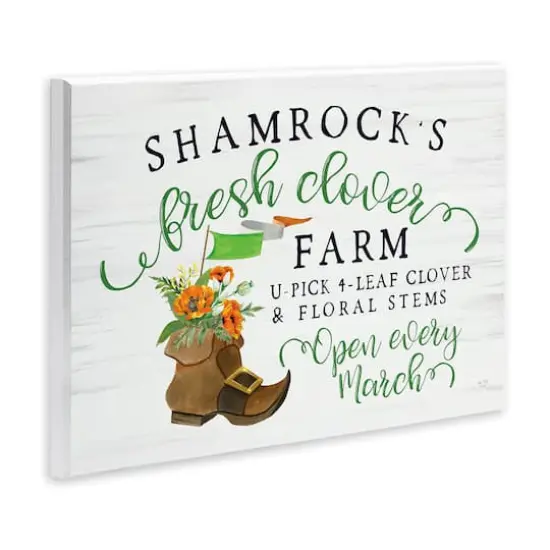 Stupell Industries Shamrock Clover Farm Typography Sign Grainy Pattern Wall Plaque Art {4}