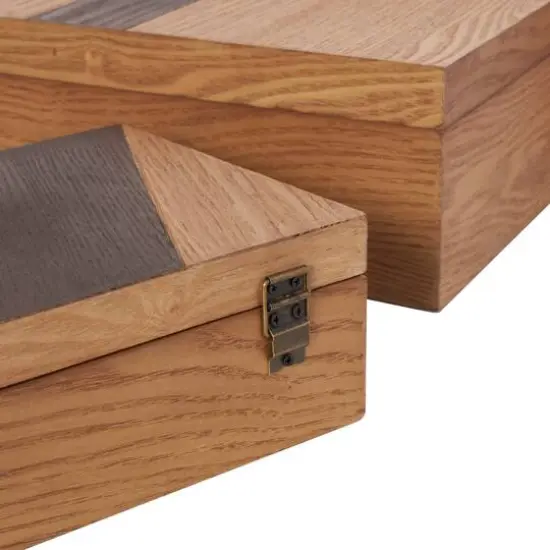 Brown & Cream Wooden Geometric Box Set {9}