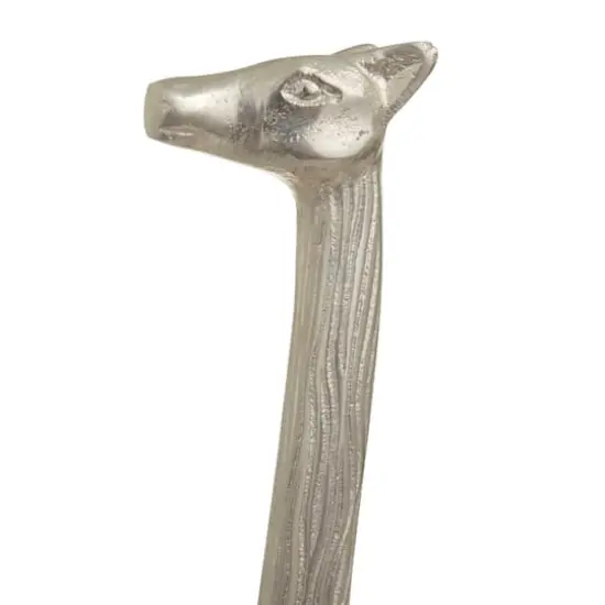 Silver Aluminum Contemporary Giraffe Sculpture Set {5}