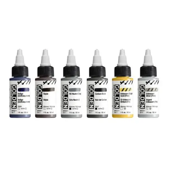 Golden® High Flow Acrylic 6 Color Drawing & Lettering Paint Set {1}