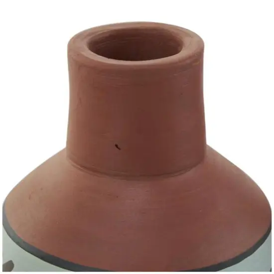 Orange Ceramic Floral Vase Set with 3 Different Patterns & Shapes {11}