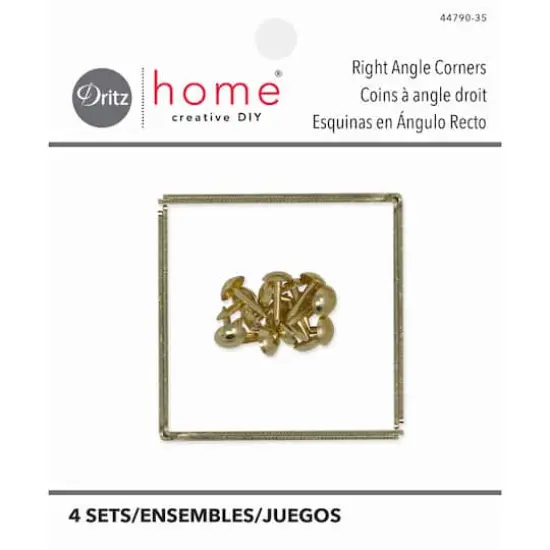 Dritz Home&reg; Small Brass Campaign Smooth Right Angle Corners, 4ct. {1}