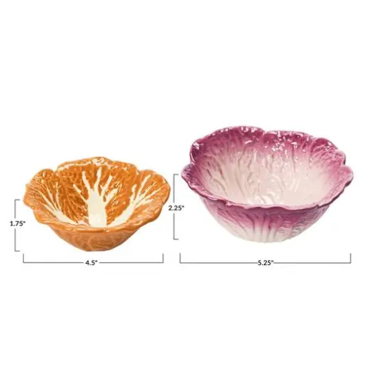 Hello Honey® Orange & Purple Hand-Painted Cabbage Shaped Stoneware Bowls, 2ct. {5}