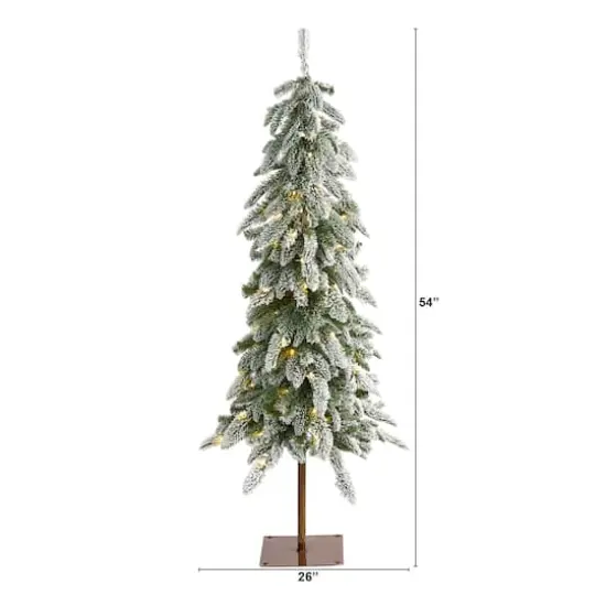 4.5ft. Pre-Lit Flocked Washington Alpine Artificial Christmas Tree, Warm White LED Lights {3}