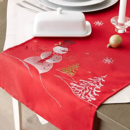 DII&reg; 108" Snowman Embroidered Table Runner {9}