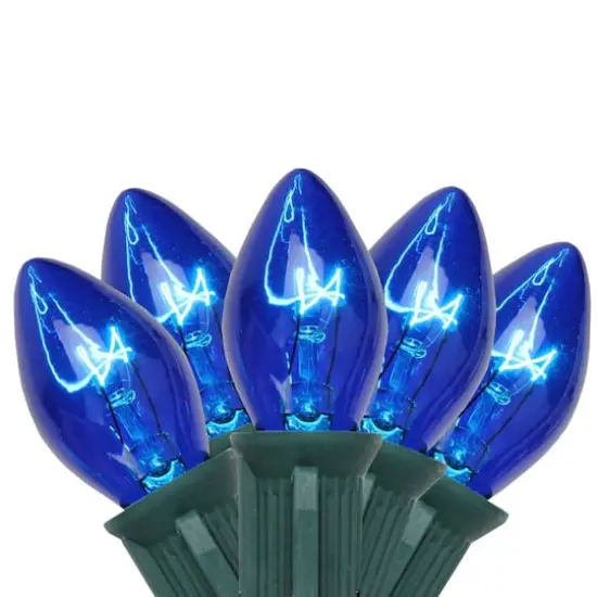 25ct. C7 Christmas String Lights with Green Wire Blue {1}