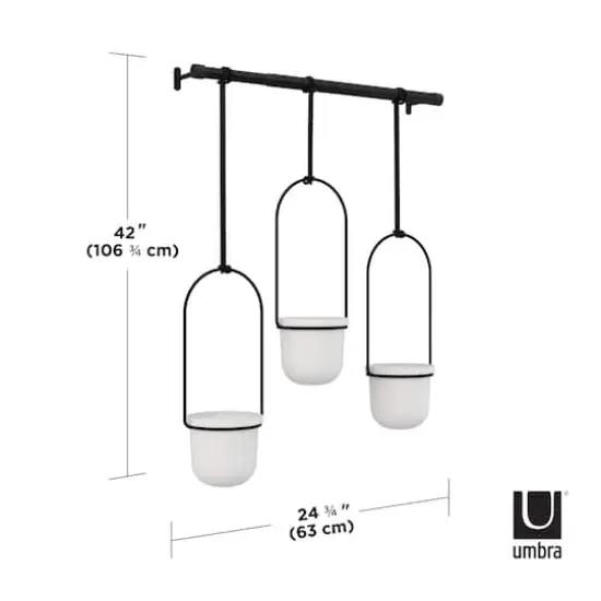 Umbra White & Black Triflora Hanging Planter Set {4}