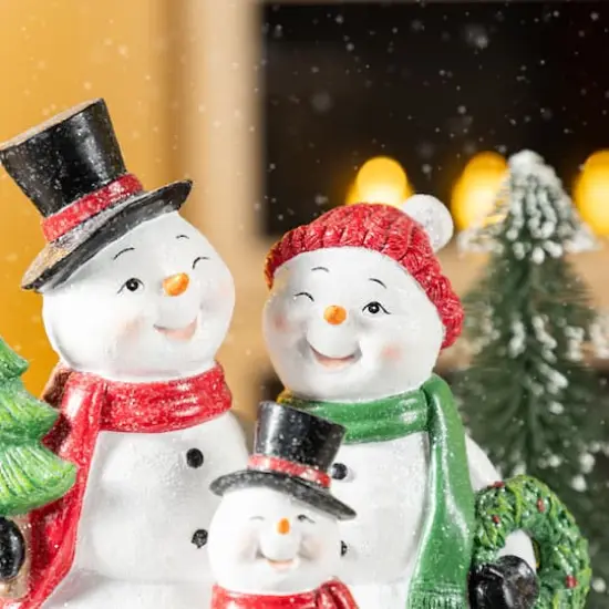 Glitzhome&reg; 10.25" Christmas Resin Snowman Family Table Decor {6}