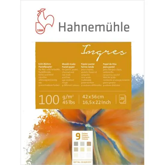 Hahnem&uuml;hle Ingres 9 Color Pastel Paper Pad, 16.5" x 22" {1}