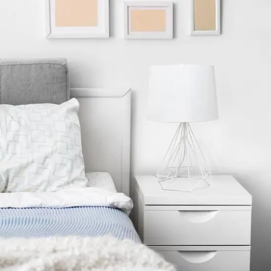 Lalia Home 23.5" Geometric Wired Table Lamp with Fabric Shade White Matte {6}