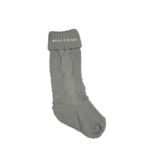 18" Merry & Bright Serif Stocking Gray {1}