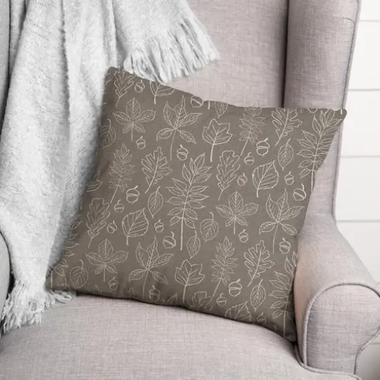 Gray Leaf Pattern Throw Pillow {4}