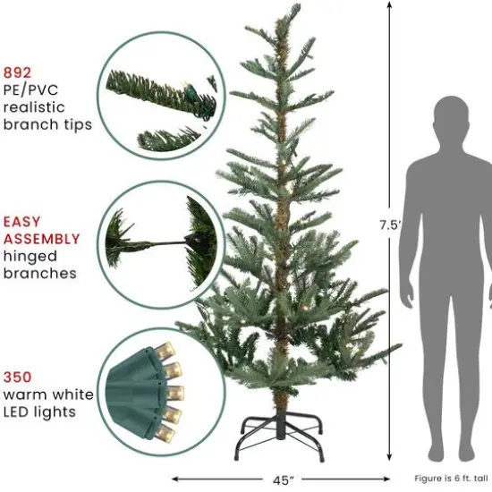 7.5ft. Pre-Lit Real Touch™️ Nordmann Fir Artificial Christmas Tree, Warm Clear LED Lights {6}