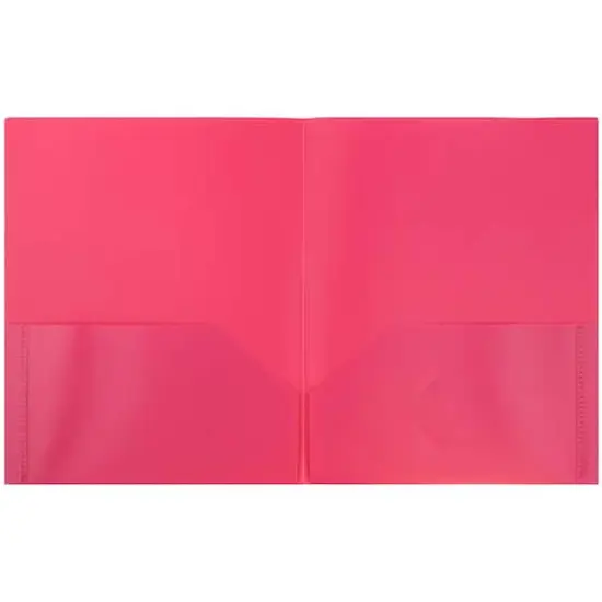 JAM Paper 9.5" x 11" Fuchsia Pink Plastic 2 Pocket POP Folders, 6ct. {3}