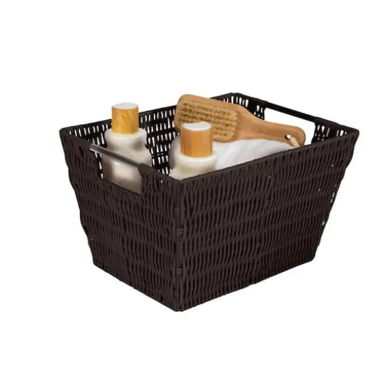 Simplify Medium Chocolate Rattan Storage Basket {3}