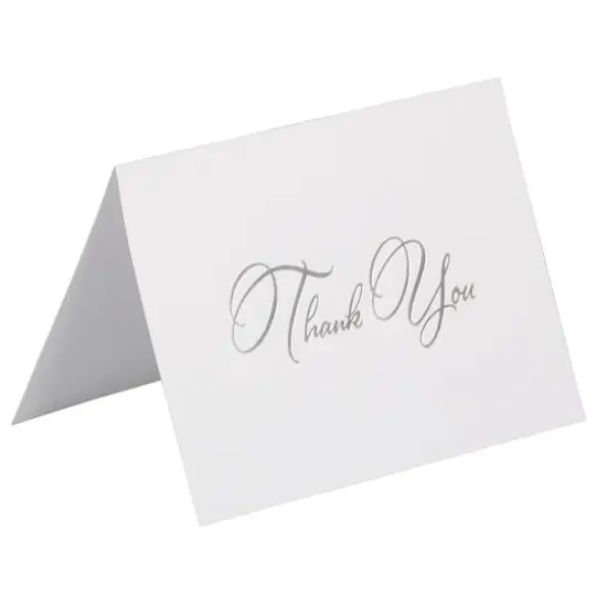 JAM Paper Thank You Card Set with Silver Script, 25ct. Navy Blue {5}