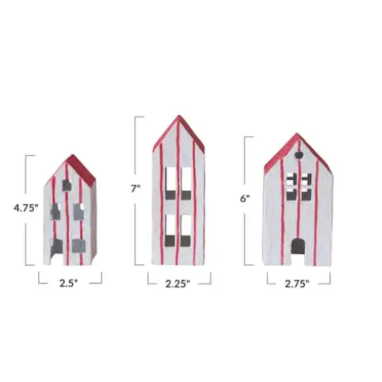 Hello Honey® White & Red Hand-Painted Paper Mache House Set {5}