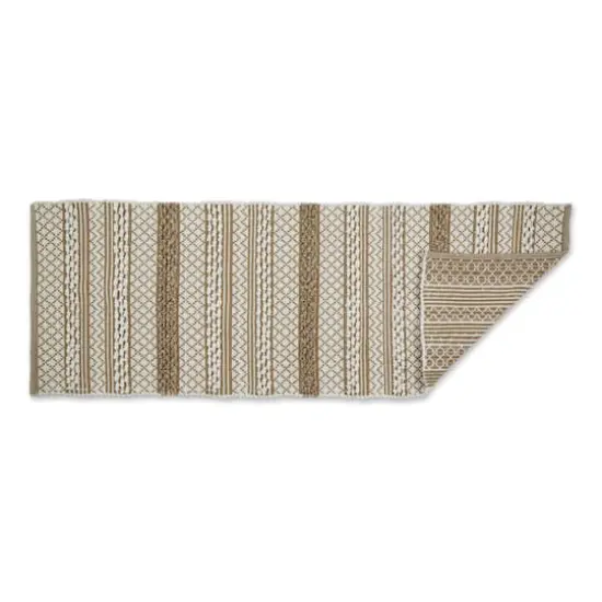 Stone and White Hand-Loomed Paper Chindi Runner 2.25ft. x 6ft. {3}