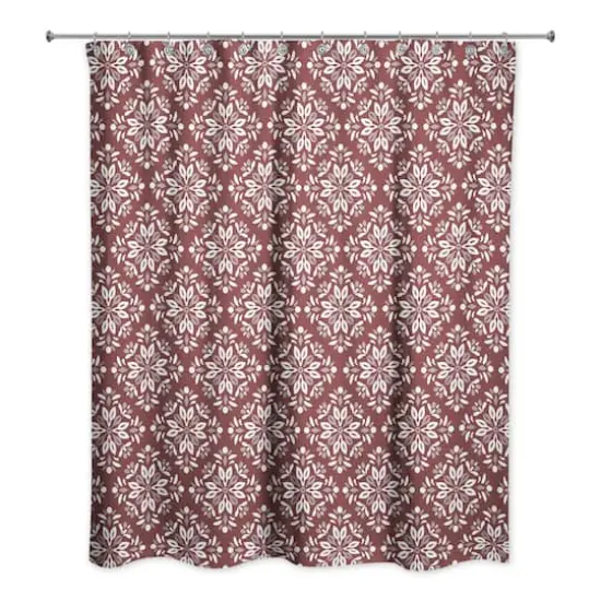 Leafy Medallions Shower Curtain Maroon {3}