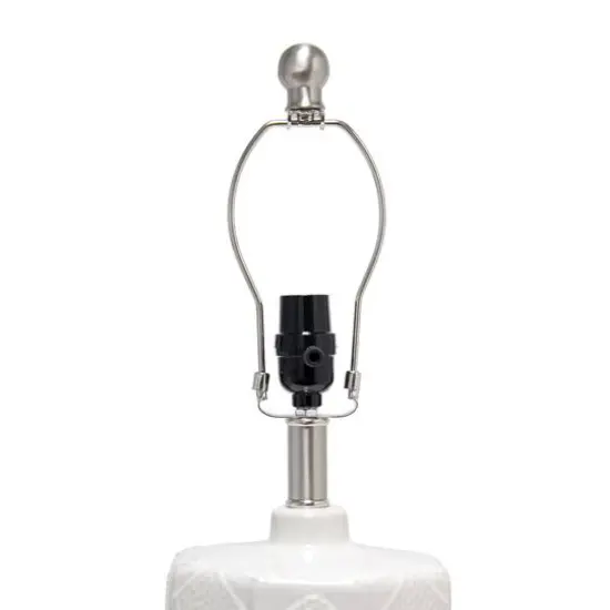 Lalia Home 19" Off-White Ceramic Eyelet Pattern Floral Textured Table Lamp {7}