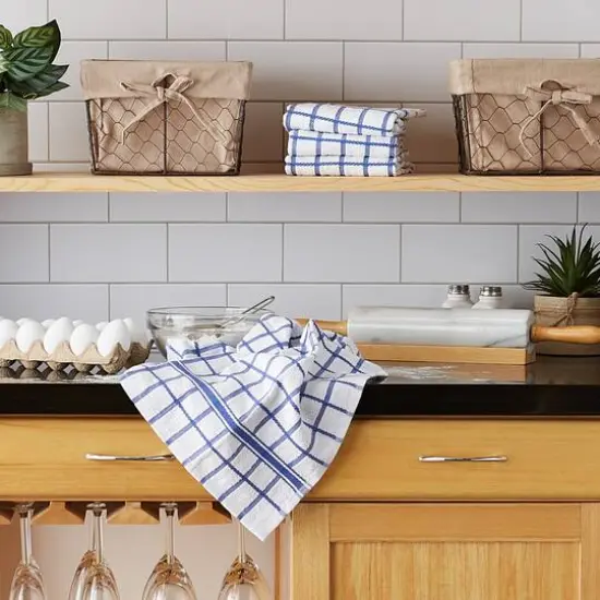 DII&reg; Windowpane Terry Dishtowels, 4ct. Blueberry {7}