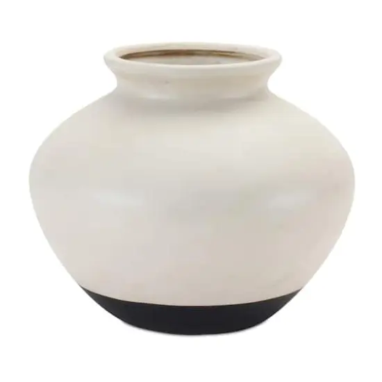 9" White Two-Tone Ceramic Vase {1}