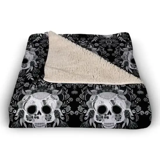 Sugar Skull Pattern 50" x 60" Sherpa Fleece Blanket {3}
