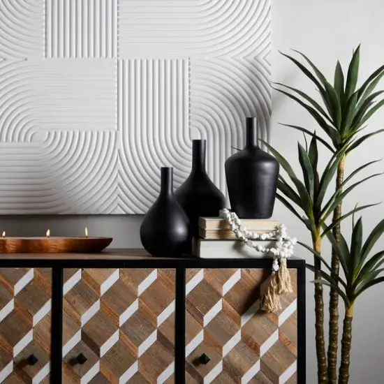 Black Glass Vase Set of 3 14", 13", 12" {7}