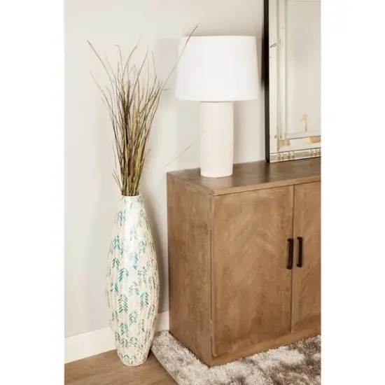 34" White Bamboo Coastal Vase {6}