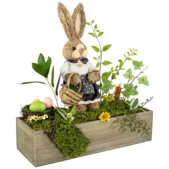 17.25" Boxed Garden Arrangement with Bunny Easter Decoration {5}