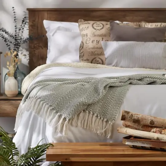 DII&reg; Artichoke Herringbone Stripe Throw {5}