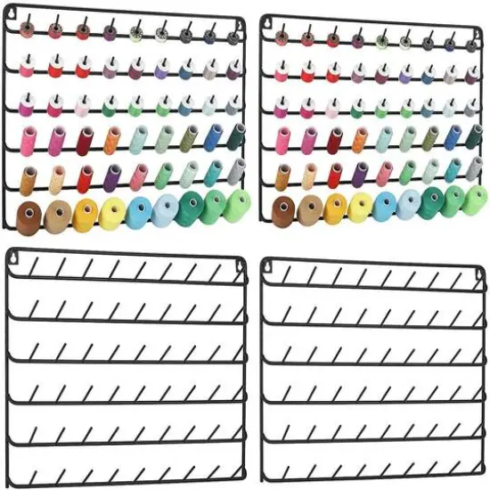 NEX&trade; Black 54-Spool Wall-Mounted Sewing Thread Rack, 4ct. {1}