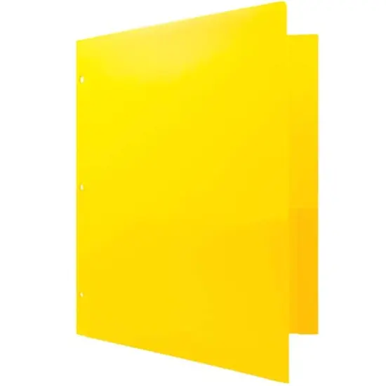 JAM Paper 3-Hole Heavy Duty Plastic Pocket Folder, 6ct. Yellow {6}