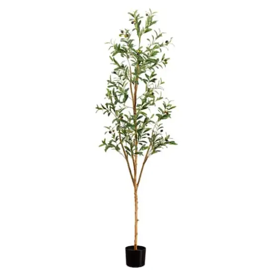 6ft. Potted Artificial Olive Tree with Natural Trunk {1}