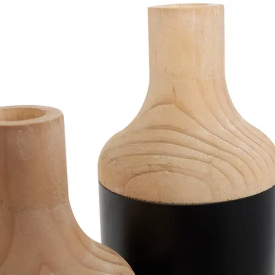 Black Wood Colorblock Vase Set {3}