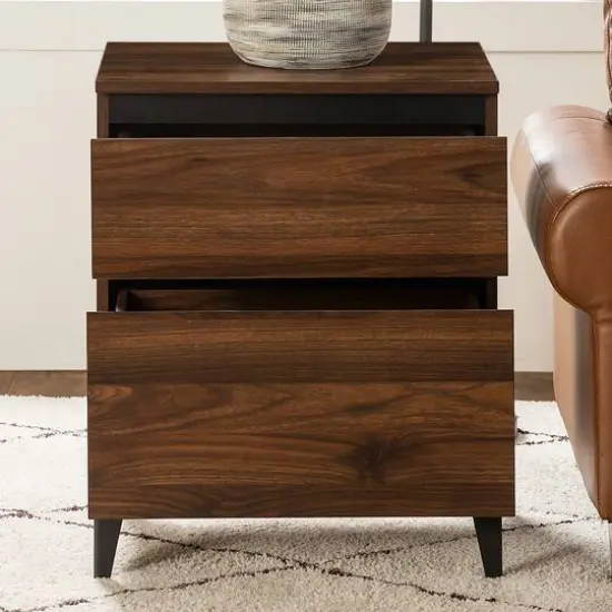 Walker Edison 20" Dark Walnut 2-Drawer Urban Side Table {6}
