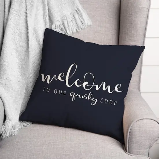18" x 18" Quirky Coop Versatile Throw Pillow Navy {3}