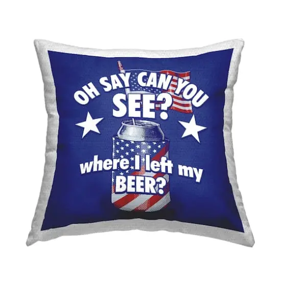 Stupell Industries Funny Patriotic Beer Outdoor Printed Pillow {1}