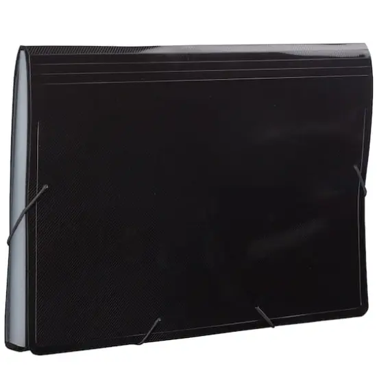 JAM Paper 10" x 15" Legal Size 13 Pocket Plastic Expanding File Accordion Folder Black {6}