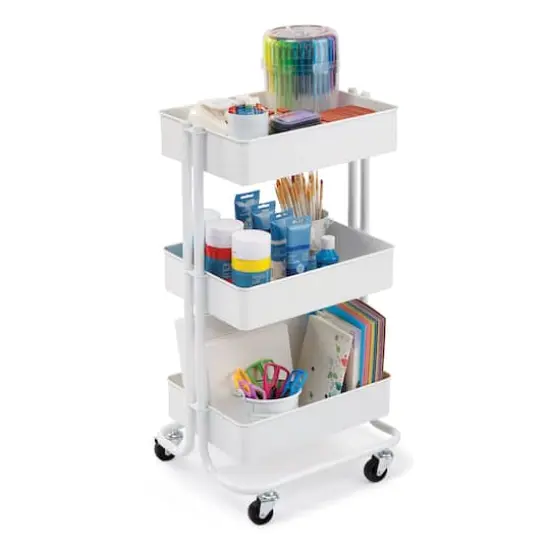 Lexington 3-Tier Rolling Cart by Simply Tidy&reg; White {7}
