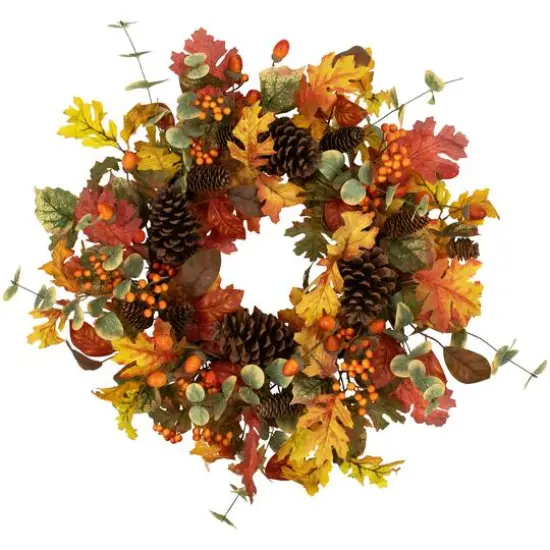 26" Berries, Leaves & Pinecones Fall Harvest Wreath {1}